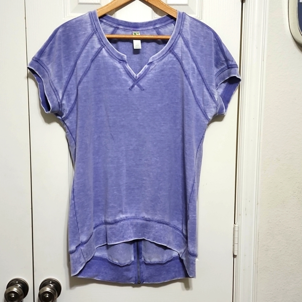 GreenTea Women's Size Small Back Zipper Tunic Short Sleeve Sweatshirt